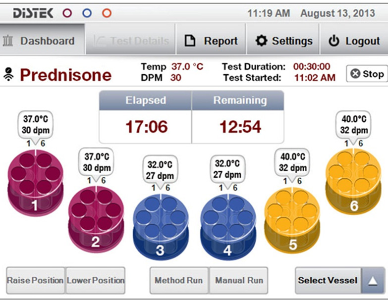 Distek: Aparatura za teste razpadnosti sensIR 3200 - uporabniški vmesnik