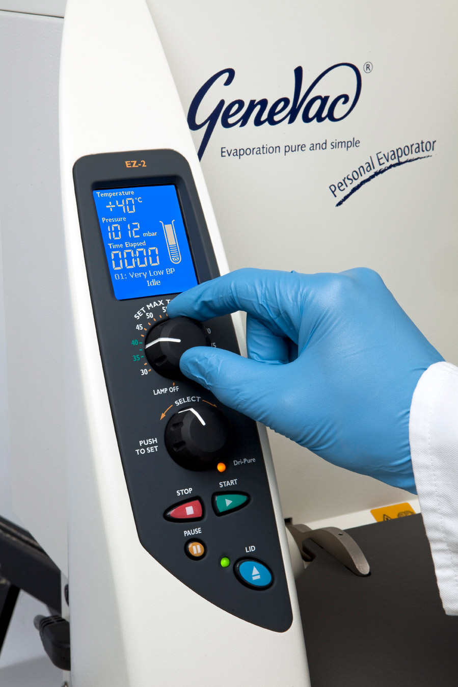 SP Scientific Genevac: vakuumski sušilnik EZ-2 - prikaz uporabniškega vmesnika